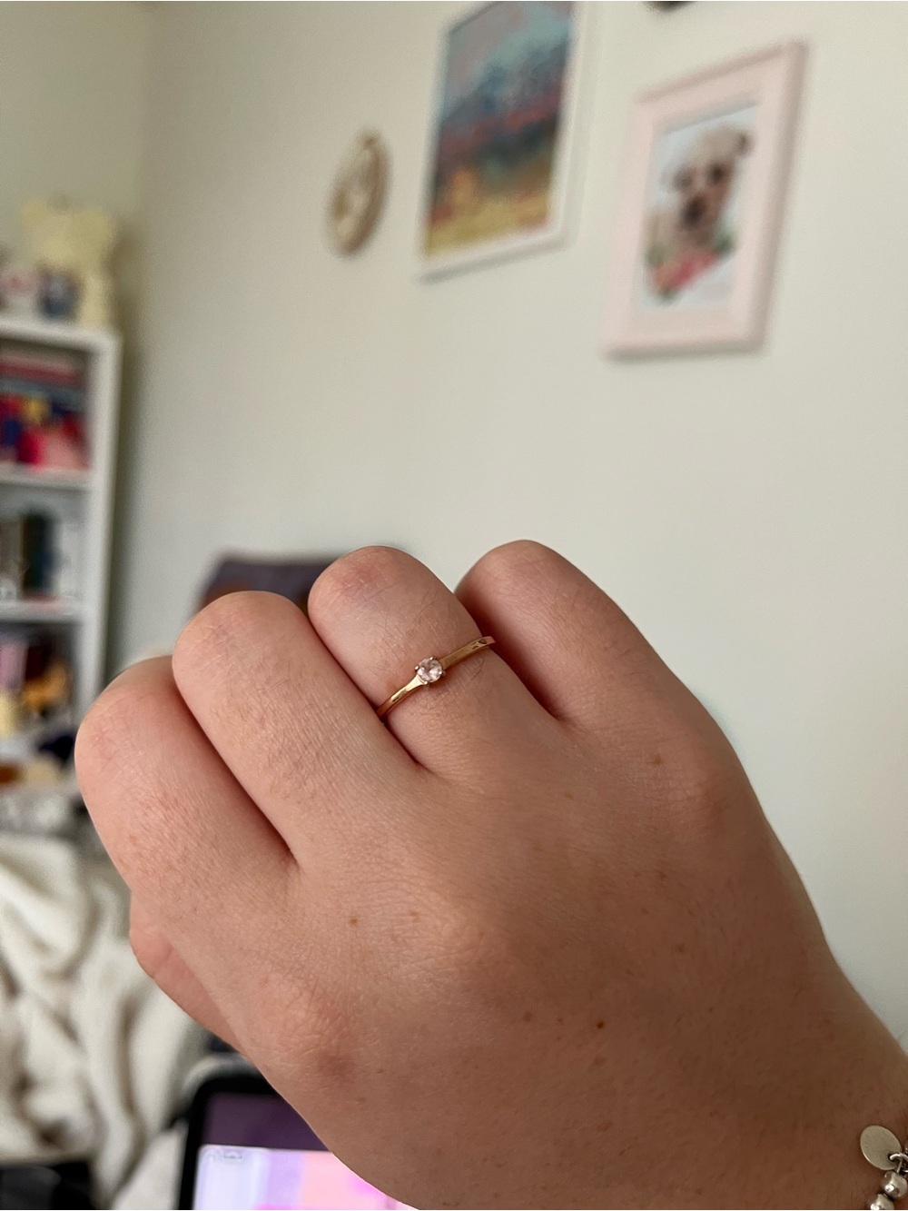 Delicate Hillberg & Berk Rose Gold Ring with Clear Accent Stone